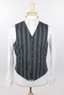 Men's Black & Gray Stripes Wool Blend Vest Waistcoat