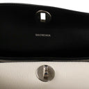 White Pebbled Leather Turn Lock Shoulder Bag