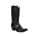 BLACK LEATHER WESTERN COWBOY BOOTS