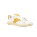 White And Mustard Leather Court Sneakers