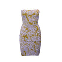 LILAC OCHRE BANDAGE LEAF SKELETON TUBE DRESS