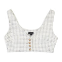 TEXTURED BUTTON BUSTIER WHITE TANK