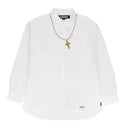 CROSS EMBROIDERY LS WHITE CASUAL BUTTON DOWN SHIRT