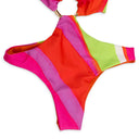PINK/ORANGE/GREEN ONE-PIECE SWIMSUIT