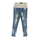 CONTRAST WITH LEATHER BLEACH INDIGO WHITE SKINNY JEANS