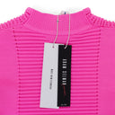 PINK BUBBLEGUM RIB KNIT MOCK SWEATER