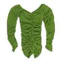 GREEN OFF SHOULDER SLINKY BLOUSE
