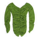 GREEN OFF SHOULDER SLINKY BLOUSE