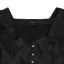 BLACK JACQUARD BUTTON BLOUSE
