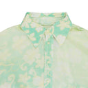 BLUE/WHITE PRINTED AND BLEACHED FLORAL BLOUSE
