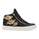 BLACK GOLDEN LEAF APPLIQUE HIGH TOP SNEAKERS