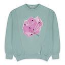 MINT GRAPHIC PRINT WITH EMBROIDERY PULLOVER SWEATER