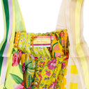 YELLOW RUFFLED PATCHWORK RIBBON BLOUSE