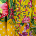 YELLOW RUFFLED PATCHWORK RIBBON BLOUSE