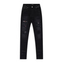 AGED BLACK HIBISCUS ARTPATCH JEANS