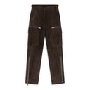 SUEDE ZIP CARGO PANT BROWN CARGO PANTS
