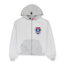 GREEDY UNIT x MURD333R.FM GREY DOUBLE LAYERED HOODIE