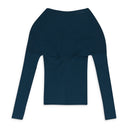 BLUE OPEN SHOULDER WAISTED CARDIGAN