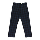 NAVY PLAID NYLON TROUSERS