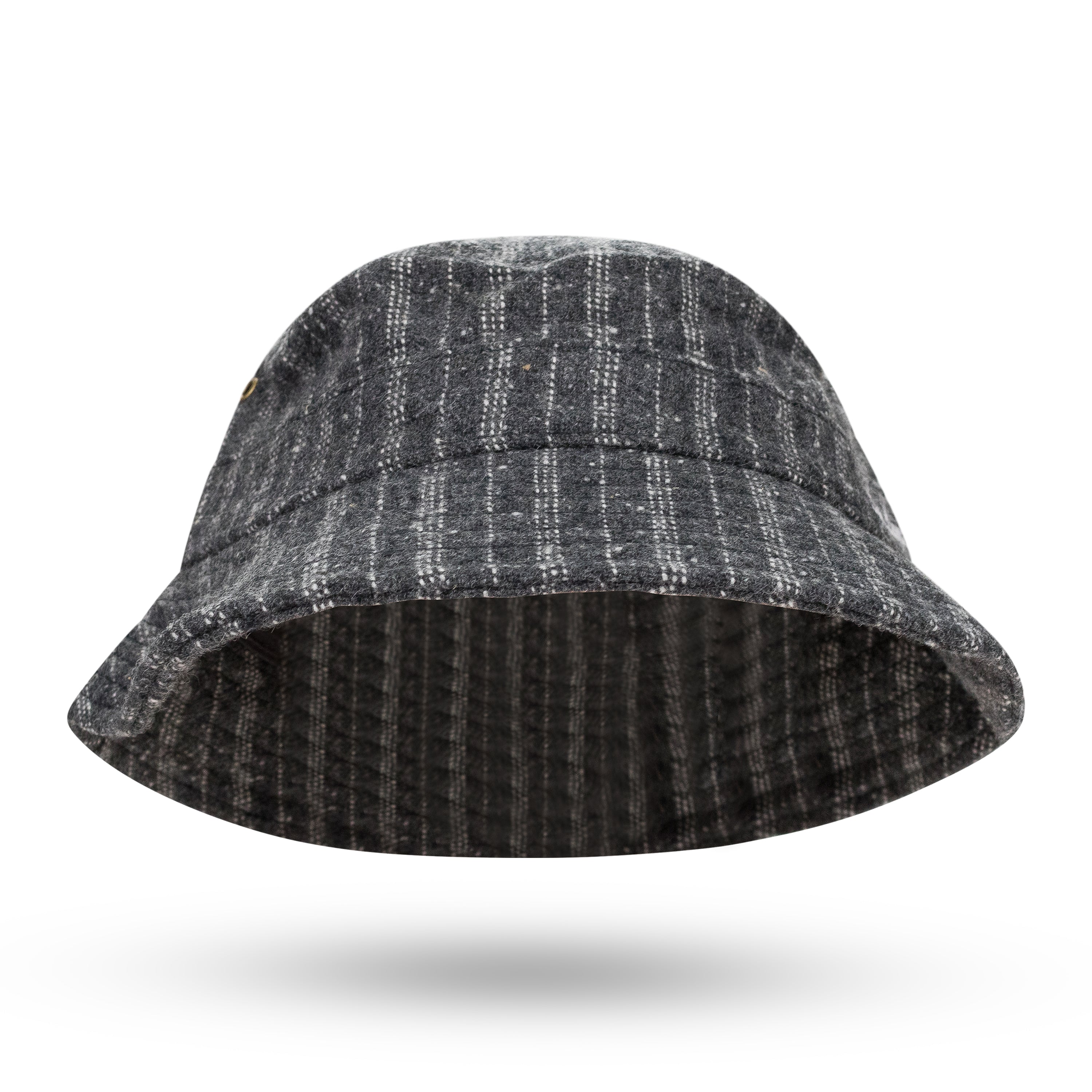 Stylish Gray Striped Wool Bucket Hat Striped Crochet Bucket Hat Upcycled Wool Hat Handmade  main image 3