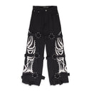 BLACK WINGED LOGO BONDAGE PANTS