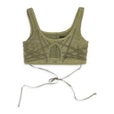 GREEN BONDAGE LEATHER CROP TOP