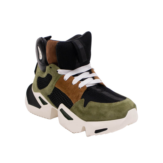 Unravel Project Suede Lace Up Mid Sneakers - Green
