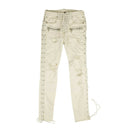 Unravel Project Washout Denim Side Lace Up Skinny Jeans - White