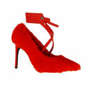 Off-White C/O Virgil Abloh Furry Zip Tie Heels - White