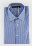 PIN STRIPED COTTON BLUE DRESS SHIRT