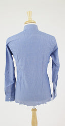PIN STRIPED COTTON BLUE DRESS SHIRT