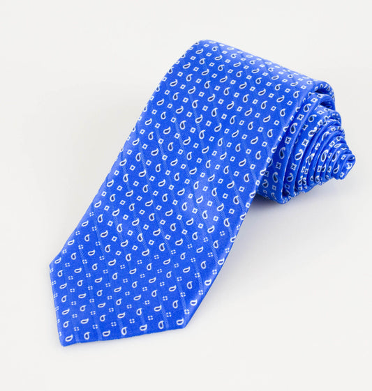 Battisti Napoli Paisley Pattern Neck Tie - Blue
