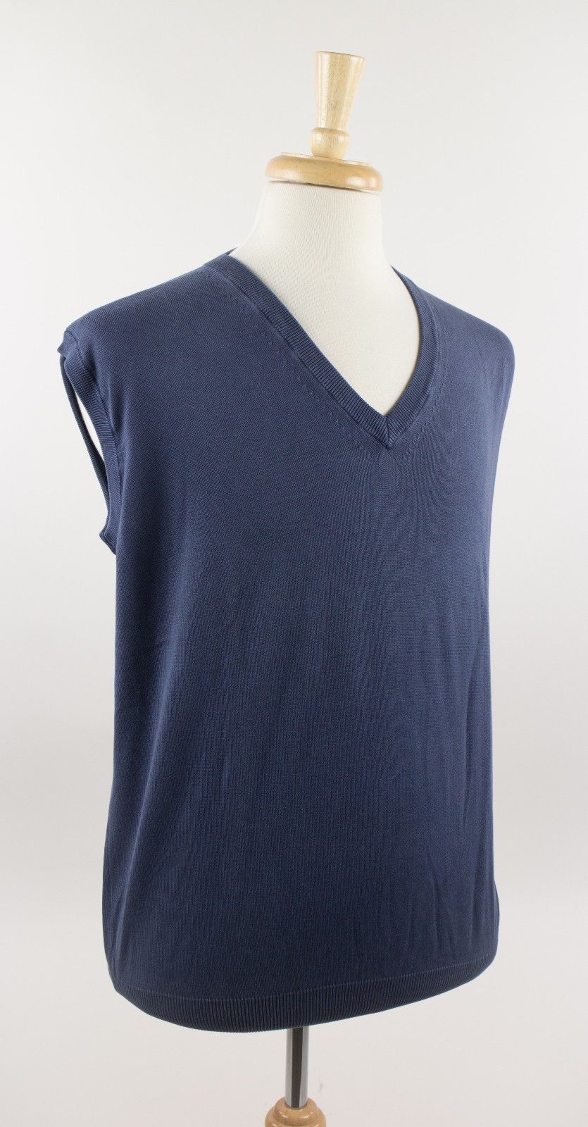 Navy Blue 100% Cotton V-Neck Sleeveless Sweater Vest