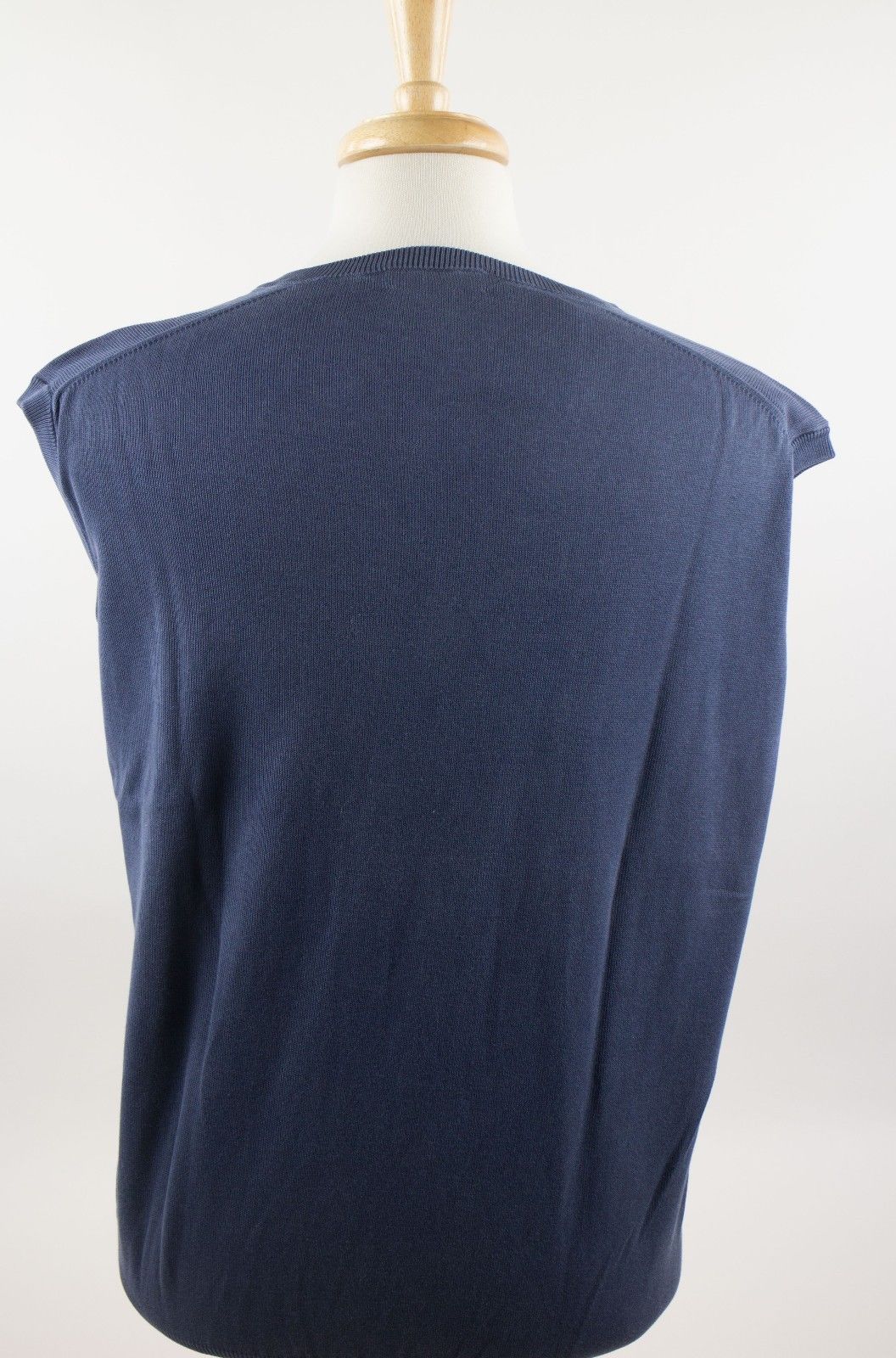 Navy Blue 100% Cotton V-Neck Sleeveless Sweater Vest