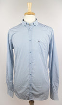 Men's Blue Paisley Dots On White 100% Cotton Dress Shirt