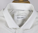 Men's White Striped 100% Cotton Dress Shirt