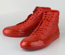 Red Leather High-Top Sneakers