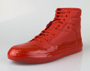 Red Leather High-Top Sneakers