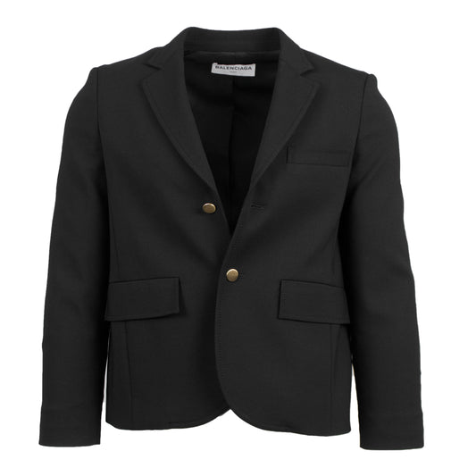 Black Wool Blend Two-Button Sport Coat Blazer