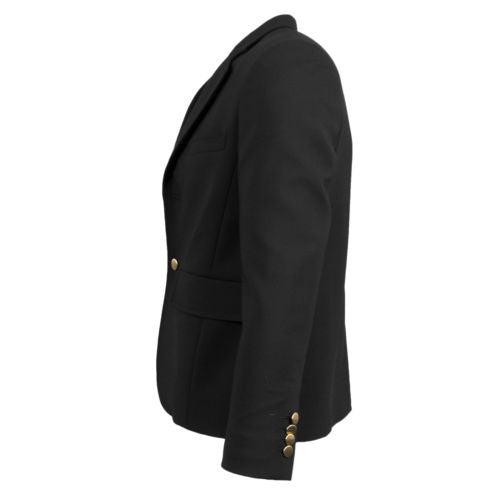 Black Wool Blend Two-Button Sport Coat Blazer