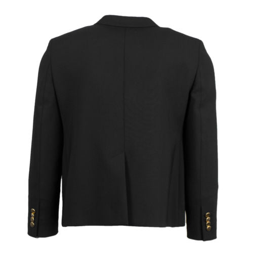 Black Wool Blend Two-Button Sport Coat Blazer