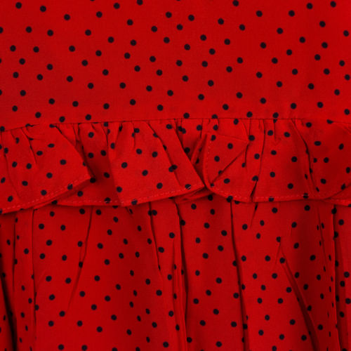 Red Silk Polka Dot Short Dress