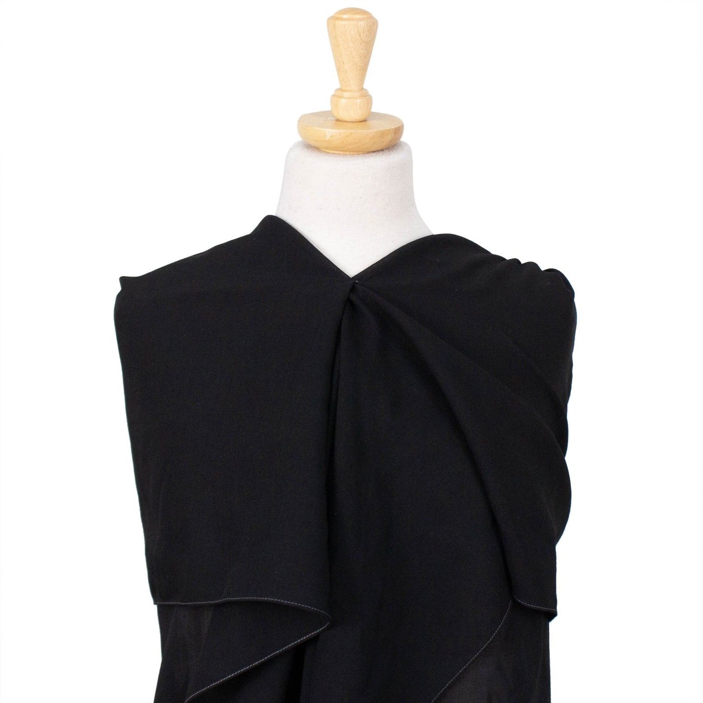 Nicholas Andreas Taralis Black Wool Blend Sleeveless Drape Dress - Black