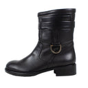 Black Mid Calf Leather Boots