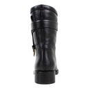 Black Mid Calf Leather Boots