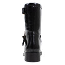 Black With Star Buckle Patent Leather Boots