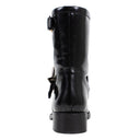 Black With Star Buckle Patent Leather Boots