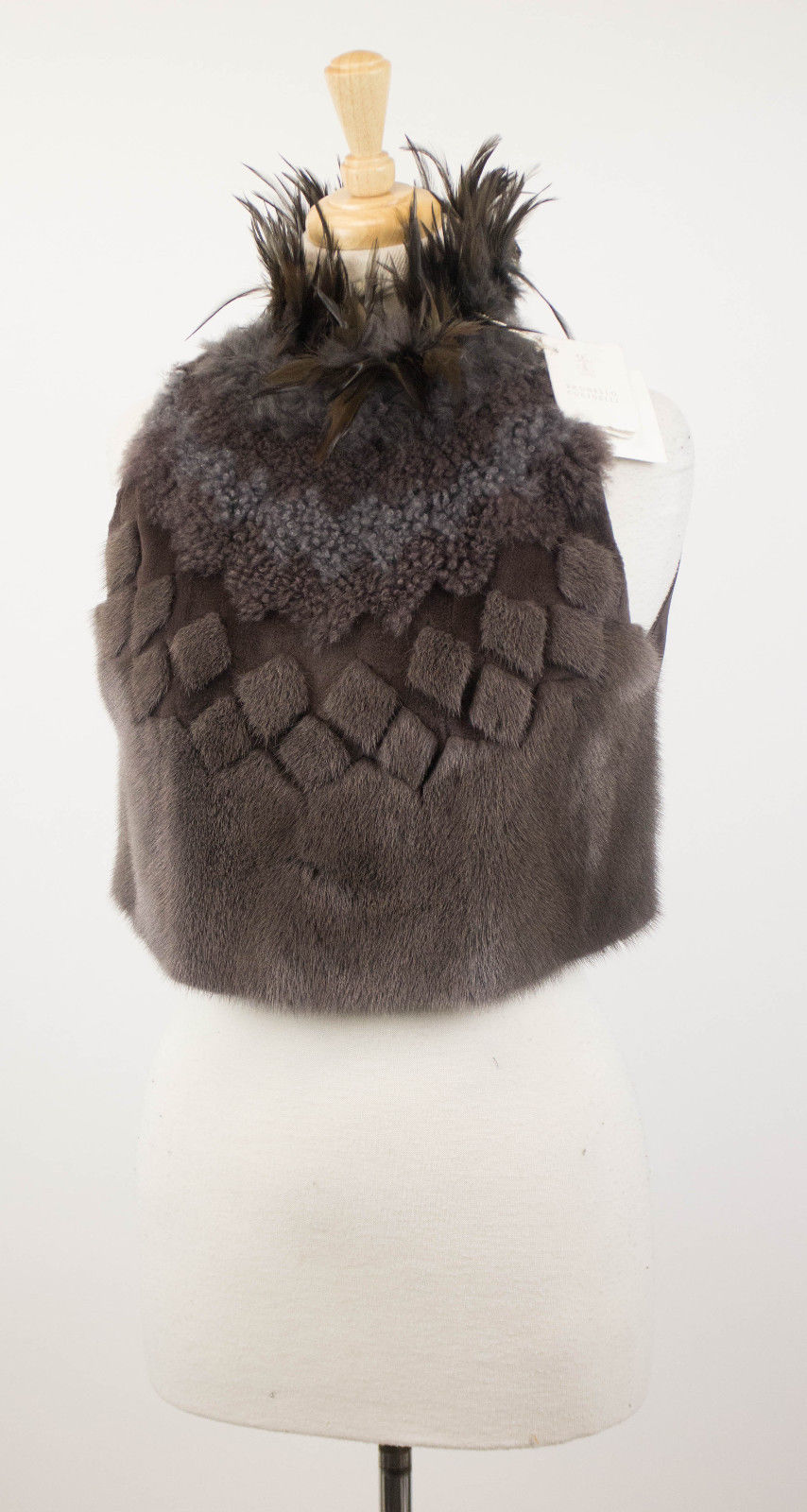 Brown Mink Fur Sweater w/ Rooster Collar