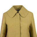 Khaki Green Flax Linen Blend Embroidered Coat