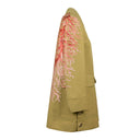 Khaki Green Flax Linen Blend Embroidered Coat